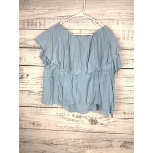 MLM Label Madison Shoulder Top Blue Medium Flowy Coastal Beach vacation resort